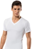 3'Lü Erdem 1167 Erkek V Yaka Kısa Kol Atlet Fanila  Beyaz XL thumbnail 1