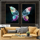 Magic Home Soria 2'li Kelebek 50 x 70 Pembe Mavi  Tablo 032 - 2