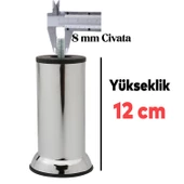 Metal Mobilya 4'lü Set Ayakları M8 Civata Krom 12 Cm Kanepe Koltuk Baza Yatak Çekyat Yükseltme Ayak - 2