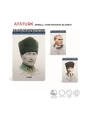Atatürk Spiralli Karton Kapak Bloknot A5 100 Yaprak Kareli (2612) Gıpta - 1