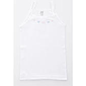 TUTKU 0165 KIZ İP ASKILI İŞLEMELİ ATLET 6 Adet  Beyaz 4 (7-8 YAŞ) thumbnail 2