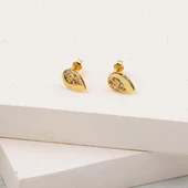 Işıltılı Damla 14 Ayar Pimli Altın Küpe - 2