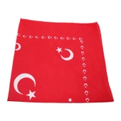 Türk Bayrağı Desenli Fular Ay Yıldız Desenli Bandana 55-55 cm Kol Sargı Fuları - 5