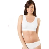 Elite Life Kadın Kalın Askılı Dikişsiz Sporcu Sütyen Büstiyer 3'Lü Paket - 775   Beyaz L - XL thumbnail 1
