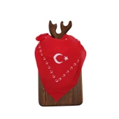 Türk Bayrağı Desenli Fular Ay Yıldız Desenli Bandana 55-55 cm Kol Sargı Fuları - 7