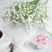 Nettenevime 3lü Set Uzun Dal Yapay Çiçek Plastik Beyaz Cipso 4Dallı 63cm thumbnail 4