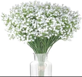 Nettenevime 3lü Set Uzun Dal Yapay Çiçek Plastik Beyaz Cipso 4Dallı 63cm thumbnail 1