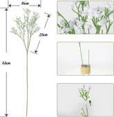 Nettenevime 3lü Set Uzun Dal Yapay Çiçek Plastik Beyaz Cipso 4Dallı 63cm thumbnail 5