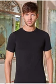 Berrak Erkek Modal 0 Yaka Likralı Atlet 1038 - 3 Adet  Siyah M thumbnail 1