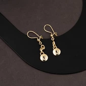 14 Ayar Yuvarlak Kilit Sallantılı Altın Küpe - 4