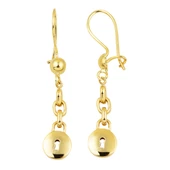 14 Ayar Yuvarlak Kilit Sallantılı Altın Küpe - 1