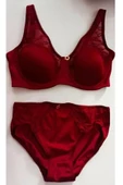 Le Jardin Kadın Desteksiz Dantel Detaylı Toparlayıcı Sütyen Külot Takımı 5035 -1 Adet  Bordo 100B thumbnail 3