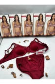 Le Jardin Kadın Desteksiz Dantel Detaylı Toparlayıcı Sütyen Külot Takımı 5035 -1 Adet  Bordo 100B thumbnail 2