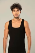 Erdem Erkek Kaşkorse Kare Yaka Askılı Atlet 1128 - 3 Adet  XL Siyah - 1