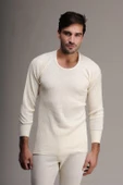 Hasyün Erkek %100 Yün Uzun Kollu Fanila Tayt İçlik Set 1002 - 1001- 1 Set  XL Ekru - 7