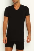3'Lü Yıldız Erkek Modal Pamuk V Yaka Fanila T-Shirt  Siyah M - 2