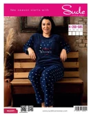 Sude Kadın Büyük Beden  Kışlık Welsoft Pijama Takımı K200/585 - 1 Adet  Lacivert 5XL - 4