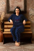 Sude Kadın Büyük Beden  Kışlık Welsoft Pijama Takımı K200/585 - 1 Adet  Lacivert 5XL - 1