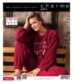 Charme Kadın Kışlık Şarpa Peluş Pijama Takımı K 333- 1 Adet  Kırmızı S - 2