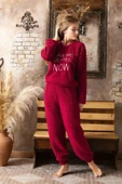 Charme Kadın Kışlık Şarpa Peluş Pijama Takımı K 333- 1 Adet  Kırmızı S - 3