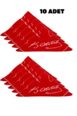 10 ADET  Atatürk İmzalı Çok Amaçlı Bandana Fular Kırmızı Renk 50x50 (Okul, Etkinlik, Tören, Gösteri) - 1