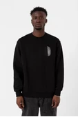 Siyah Beyaz Parmak İzi Siyah Erkek 2ip Sweatshirt - 1
