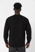 Siyah Beyaz Parmak İzi Siyah Erkek 2ip Sweatshirt - 5