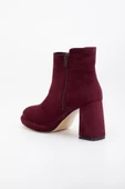 Kadın Platform Topuklu Bot Bordo Süet Yüzüdüz Fermuarlı thumbnail 5