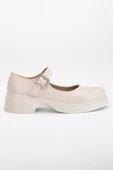 Kadın Günlük Ayakkabısı Bej Kalın Bantlı Tokalı thumbnail 3