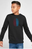 Bordo Mavi Parmak İzi Siyah Çocuk 2ip Sweatshirt - 1