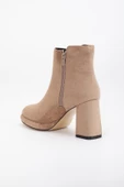 Kadın Platform Topuklu Bot Bej Süet Yüzüdüz Fermuarlı thumbnail 5