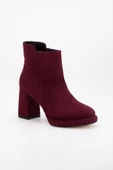 Kadın Platform Topuklu Bot Bordo Süet Yüzüdüz Fermuarlı thumbnail 4