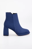 Kadın Platform Topuklu Bot Lacivert Süet Yüzüdüz Fermuarlı thumbnail 3