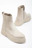 Kadın Bot Bej Kalın Taban Süet Bağsız Yüzüdüz thumbnail 1