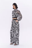 Beli Lastikli Zebra Desenli Pantolon Siyah - 3