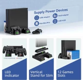 Hepu TP4-882C PS4 3 Soğutma Fanlı Stand Şarj İstasyonu For P-4/Slim/Pro - 5