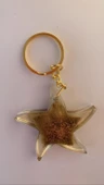 Transparan Sarı Renk Üzerine Gold Süslemeli Gold Aksesuarlı Yıldız Şekil Epoksi Anahtarlık El Yapımı Yldz2 - 1