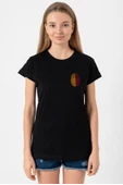 Sarı Kırmızı Parmak İzi Siyah Kadın Tshirt - 1