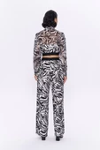 Beli Lastikli Zebra Desenli Pantolon Siyah - 4