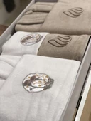 Royam Chıara Kadife Pamuklu Nakışlı 6 Parça Aile Bornoz Seti Bornoz Takımı - 10