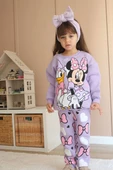 KIZ ÇOCUK MİNNİE MODELLİ 3İPLİK ŞARDONLU EŞOFMAN TAKIMI - 1