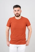 Extra Slimfit Sıfır Yaka Dokulu Erkek T-Shirt thumbnail 3