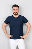 Extra Slimfit Sıfır Yaka Dokulu Erkek T-Shirt thumbnail 7