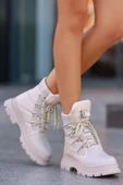 Mergenshoes KP02 Bej Paraşüt Detaylı Kışlık Kadın Kar Botu - 1