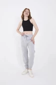 Üç İplik Basic Lastikli Eşofman Pantolon - Gri - 1
