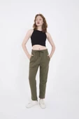 Unisex Üç İplik Basic Eşofman Pantolon - Hakİ - 3