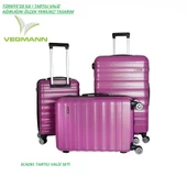 Vegmann Tartılı Scadel Violet 3 lü Valiz Seti - 1