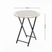 Eportatif Minderli Bistro Takım Bahçe Masa Sandalye Yuvarlak Beyaz 1485 - 9