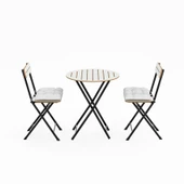 Eportatif Minderli Bistro Takım Bahçe Masa Sandalye Yuvarlak Beyaz 1485 - 5