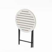 Eportatif Minderli Bistro Takım Bahçe Masa Sandalye Yuvarlak Beyaz 1485 - 8